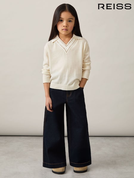 Reiss Ivory Neena 4-9 yrs Wool Collared Cricket Jumper (AU6782) | £38