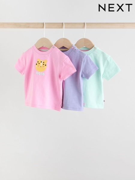 Blue/ Green/ Purple Pastels Baby Jersey Short Sleeve Tops 3 Pack (AU6808) | £16 - £18