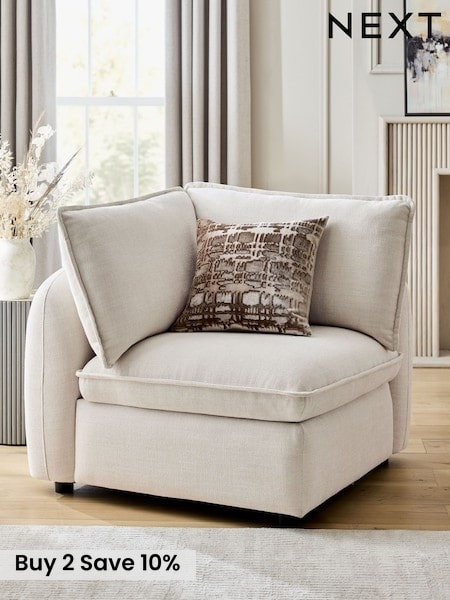 Brushed Weave Oyster Crosby Modular Corner Piece Sofa (AU6820) | £550