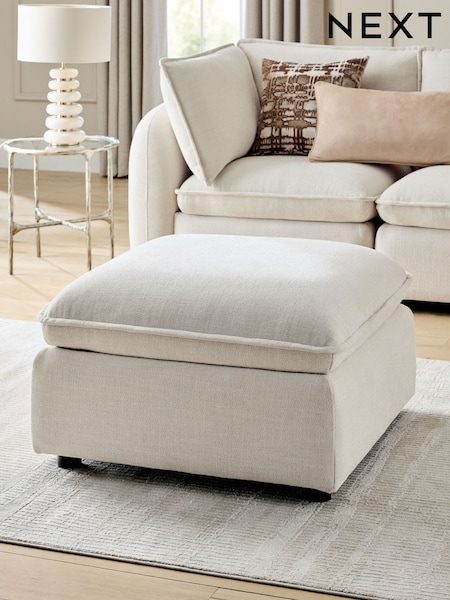 Brushed Weave Oyster Crosby Modular Footstool (AU6822) | £299
