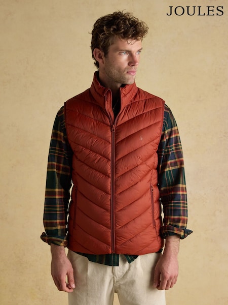 Joules Garrett Orange Showerproof Padded Gilet (AU6955) | £49