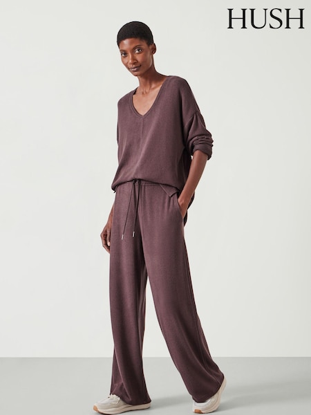 Hush Purple Elle Supersoft Wide Leg Joggers (AU7010) | £50