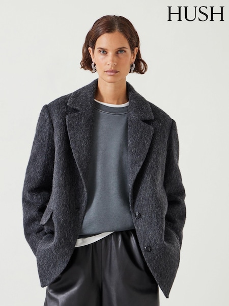 Hush Grey Black Jayde Italian Wool Blazer (AU7062) | £200