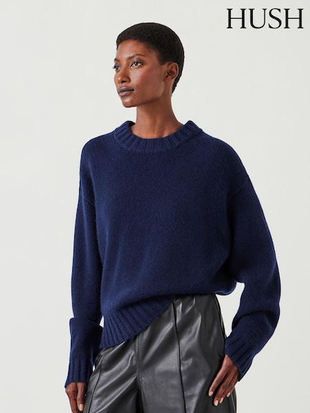 Hush Blue Cora Chunky Cashmere Crew Jumper (AU7067) | £260