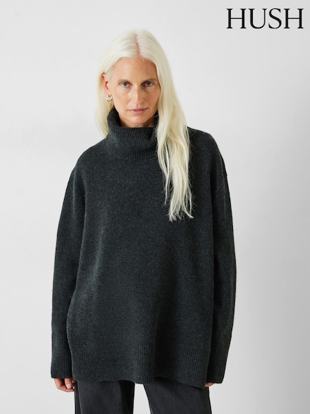 Hush Black Cashmere Chunky Roll Neck Jumper (AU7128) | £250