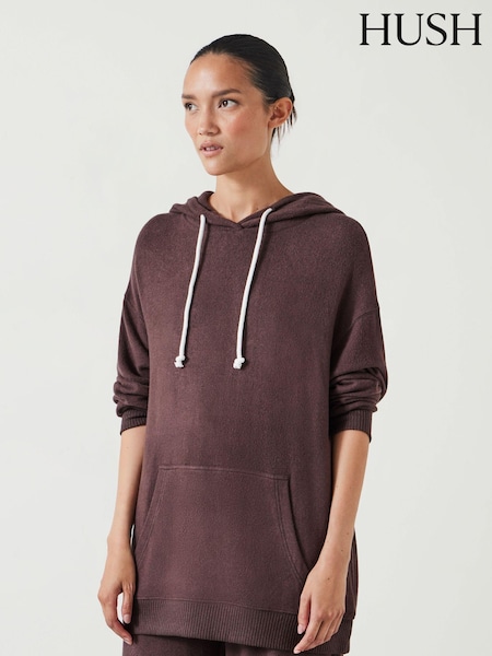 Hush Brown Elle Supersoft Longline Hoodie (AU7143) | £55