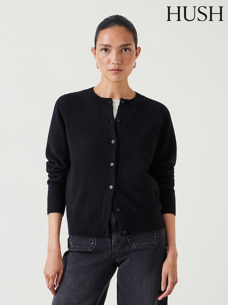 Hush Black Slim Daphne Cashmere Button Through Cardigan (AU7162) | £170