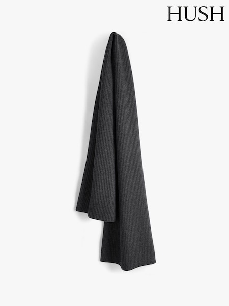 Hush Grey Teresa Ribbed Cashmere Scarf (AU7198) | £169