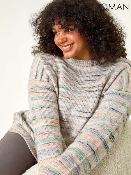 Roman Green Curve Broken Stripe Knit Jumper (AU7320) | £40