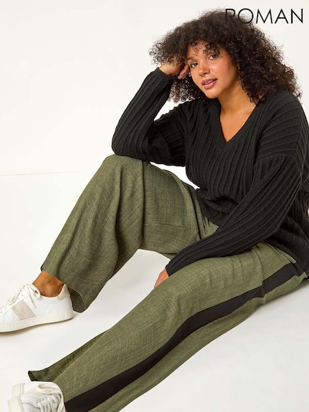 Roman Green Curve Woven Side Stripe Trousers (AU7329) | £38