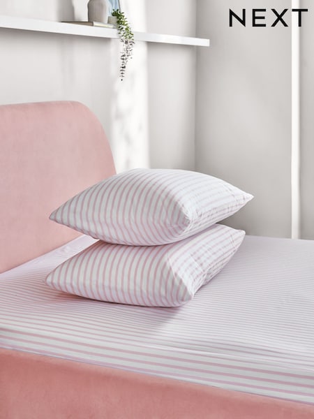 Pink Fitted Sheet and Pillowcase Set (AU7463) | £14 - £30