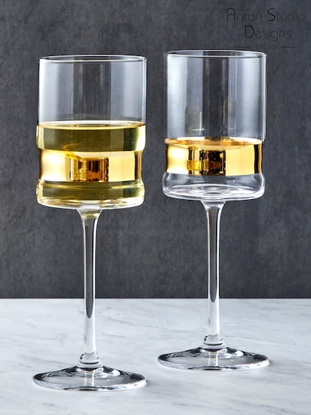 Anton Studio Designs Set of 2 Gold SoHo Wine Glasses (AU7481) | £34