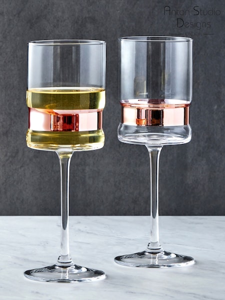 Anton Studio Designs Set of 2 Bronze SoHo Wine Glasses (AU7498) | £34