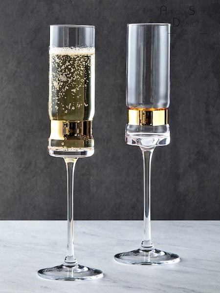 Anton Studio Designs Set of 2 Gold SoHo Champagne Flutes (AU7514) | £34