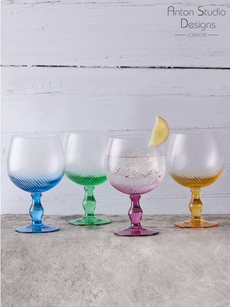 Anton Studio Designs Set of 4 Green Swirl Gin Glasses (AU7529) | £42