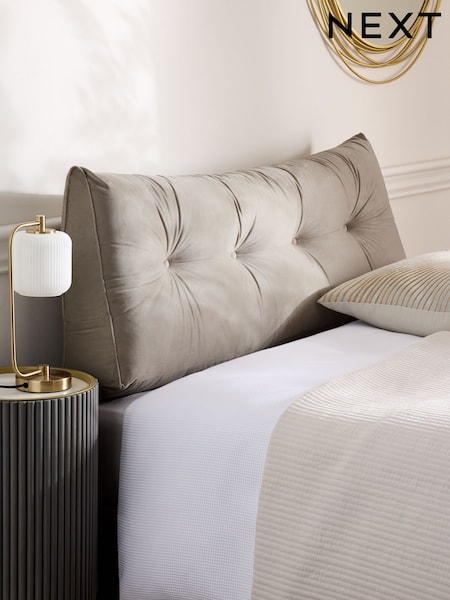 Natural Velvet Wedge Headboard Cushion (AU7554) | £125 - £185