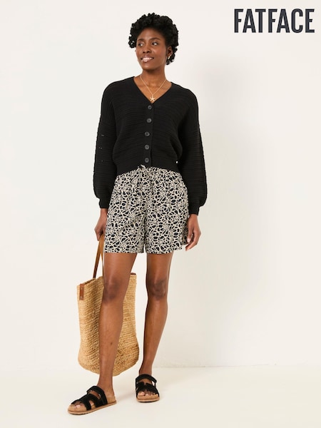 FatFace Anna Black Shibori Long Flippy Shorts (AU7610) | £38