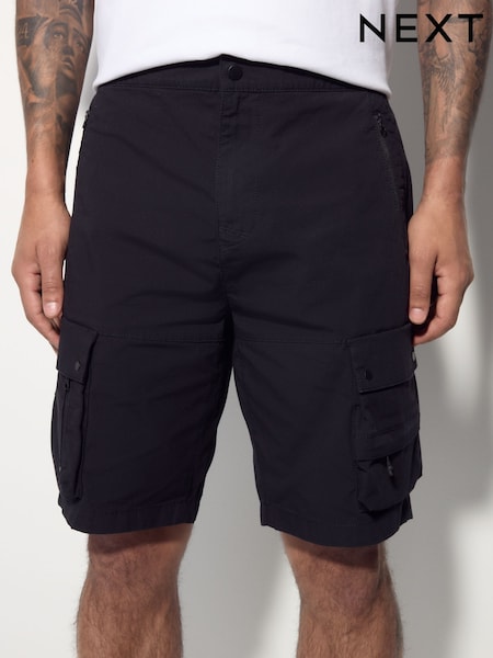 Black Tech Stretch Utility Cargo Shorts (AU7632) | £35