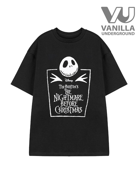 Vanilla Underground Black Kids Unisex 100% Cotton Disney The Nightmare Before Christmas Licensed Halloween T-Shirt (AU7658) | £14