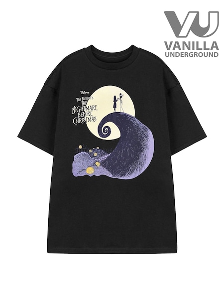 Vanilla Underground Black Adults Unisex Disney The Nightmare Before Christmas Licensed Halloween 100% Cotton T-Shirt (AU7675) | £21