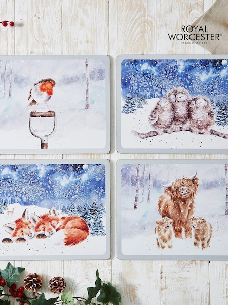 Royal Worcester Set of 4 Multi Wrendale Designs Large Winter Sky Placemats (AU7721) | £36