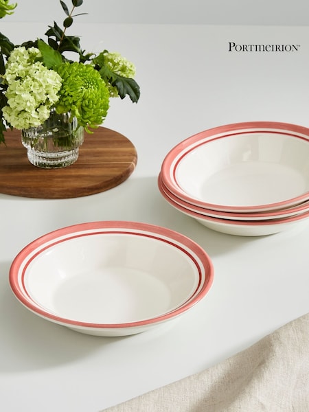 Portmeirion Set of 4 Red Potter's Stripe Soup Plates (AU7724) | £40