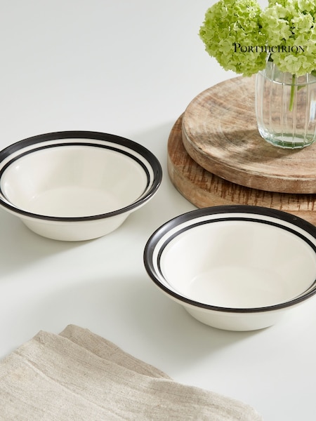 Portmeirion Set of 4 Black Potter's Stripe Oatmeal Bowls (AU7733) | £32
