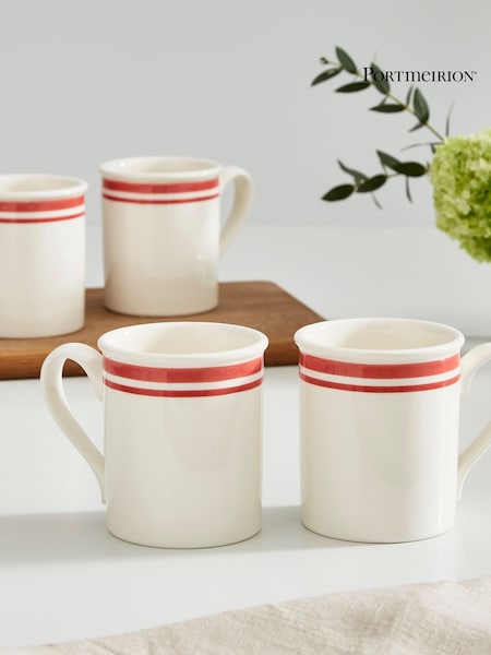 Portmeirion Red Potter's Stripe Set of 4 Breakfast Mugs (AU7744) | £26
