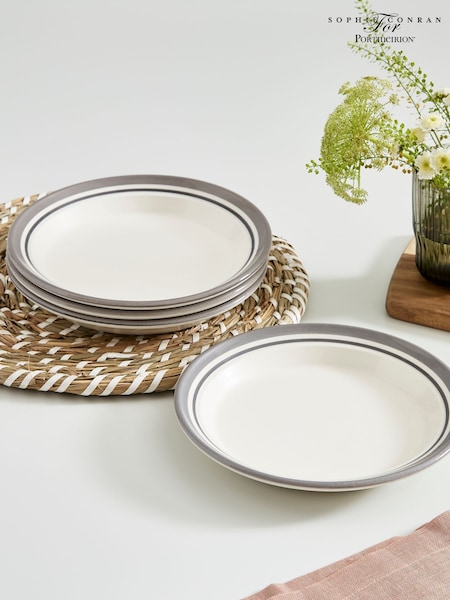 Portmeirion Grey Potter's Stripe Set of 4 Side Plates (AU7761) | £32