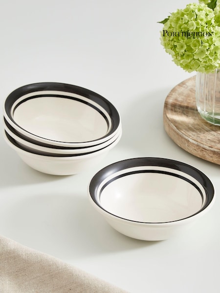 Portmeirion Black Potters Stripe Set of 4 13cm Bowls (AU7782) | £25