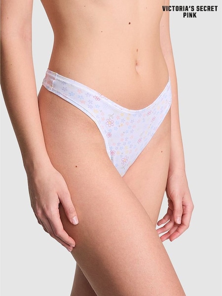 Victoria's Secret PINK White Floral Thong Cotton Knickers (AU7838) | £9