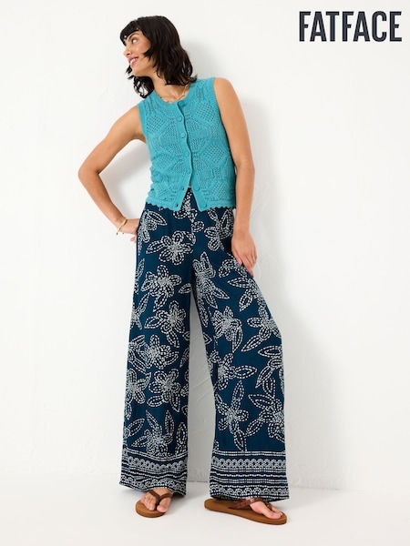 FatFace Zelda Navy Wide Leg Trousers (AU7883) | £59