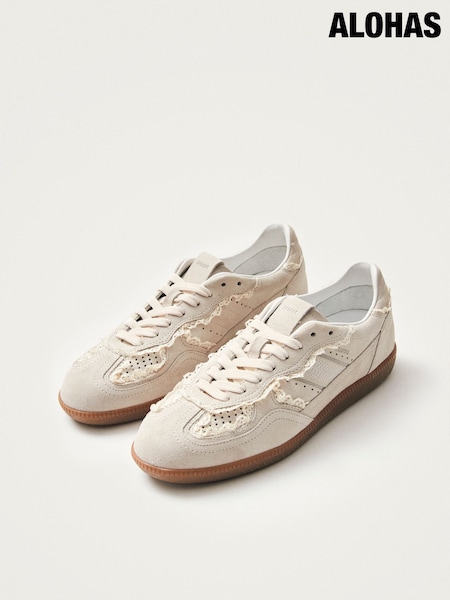 Alohas Cream Crochet Leather Trainers (AU7902) | £150