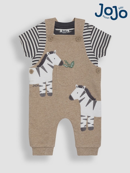 JoJo Maman Bébé Fawn 2-Piece Appliqué Dungarees & T-Shirt Set (AU7939) | £27 - £28