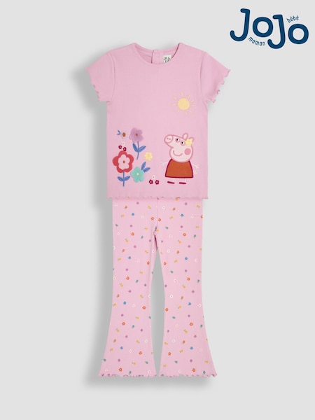 JoJo Maman Bébé Pink 2-Piece Peppa Pig T- Shirt & Flared Leggings Set (AU7942) | £30 - £34