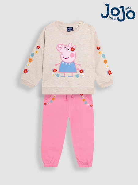 JoJo Maman Bébé Pink 2-Piece Peppa Pig Sweatshirt & Joggers Set (AU7945) | £32 - £38