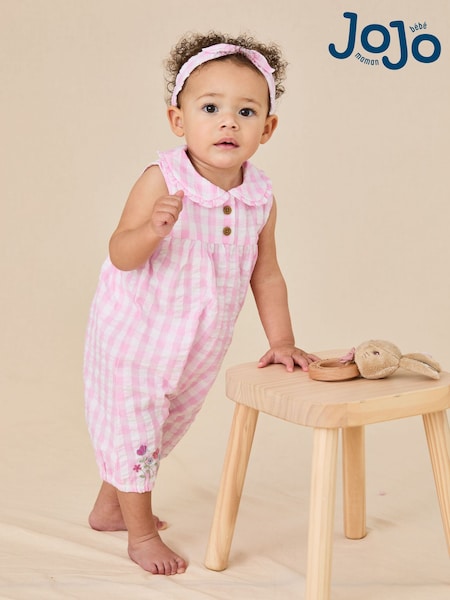 JoJo Maman Bébé Pink Gingham Peter Flopsy Bunny & Headband Set (AU7959) | £30 - £32