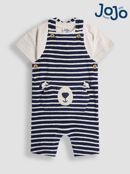 JoJo Maman Bébé Blue Bear Appliqué Dungarees and T-Shirts Set 2 Piece (AU7961) | £28 - £29