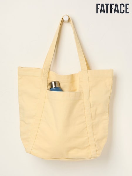 FatFace Astrid Lemon Yellow Pocket 100% Cotton Tote Bag (AU8182) | £19.50