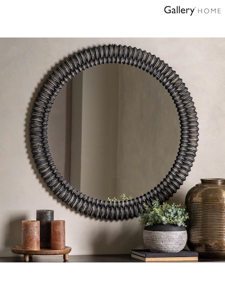 Gallery Home Black Lyle Round Mirror (AU8482) | £210