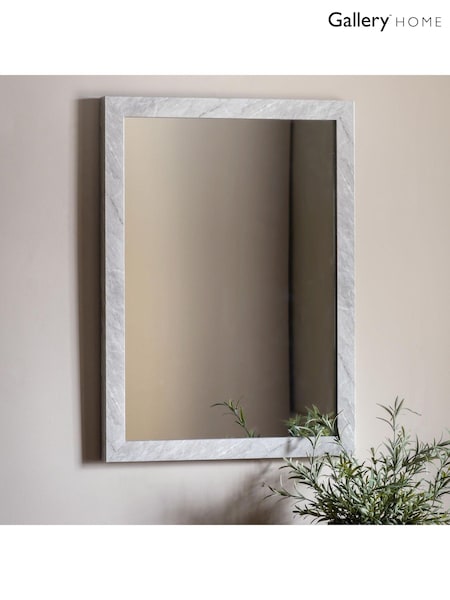 Gallery Home White Wesson Marbled Mirror (AU8517) | £160