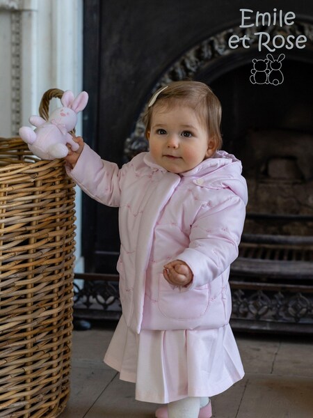 Emile Et Rose Pink Flower Emb Pockets And Mitts Microfibre Jacket (AU8553) | £55