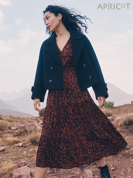 Apricot Black Pea Coat (AU8554) | £55