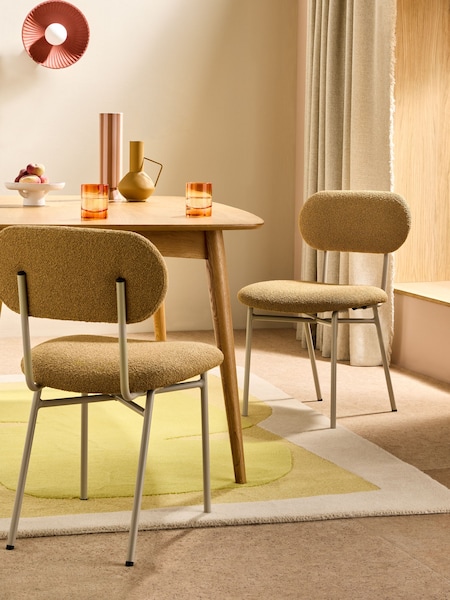MADE.COM Set of 2 Caramel Pax Boucle and Ecru Legs Clemmie Dining Chairs (AU8614) | £169