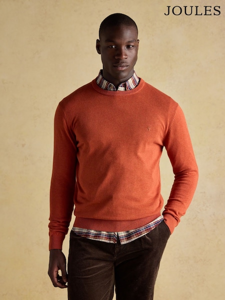 Joules Hillside Orange Crew Neck Knitted Jumper (AU8630) | £39.50