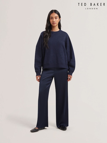 Ted Baker Blue Jjosiee Floral Embroidered Long Sleeve Sweatshirt (AU8730) | £119