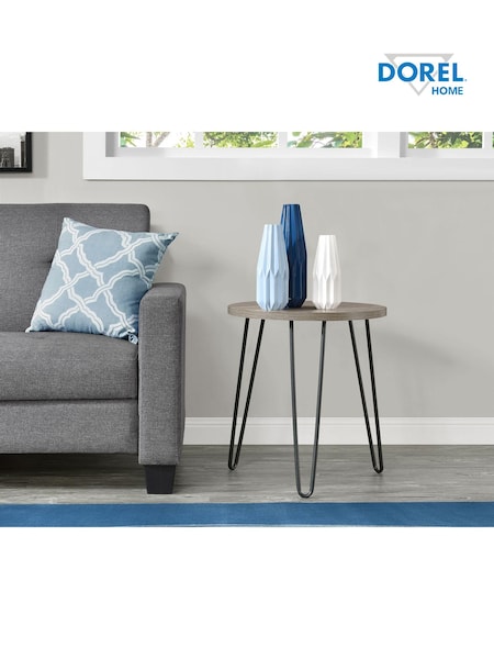 Dorel Home Grey Oak Owen Retro Round Side Table (AU8786) | £60