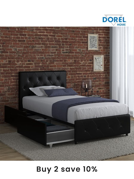 Dorel Home Black Dakota Bed with Storage Drawers (AU8798) | £490