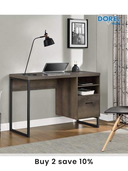 Dorel Home Medium Brown Candon Office Desk with Storage (AU8807) | £155