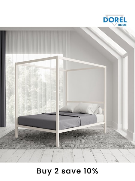 Dorel Home White Modern Metal Canopy Bed (AU8840) | £395